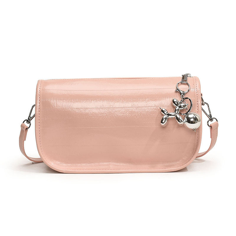 Ielgy Ladies Fashionable All-Match Large-Capacity Silver Shoulder Messenger Small Square Bag