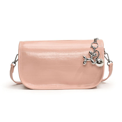 Ielgy Ladies Fashionable All-Match Large-Capacity Silver Shoulder Messenger Small Square Bag