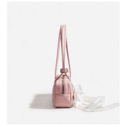 Ielgy Pink Bow One-Shoulder Underarm Bag Casual All-Match Pillow Bag High-End Baguette Bag