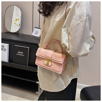 Ielgy High-End Texture Solid Color Portable Box Bag All-Match One-Shoulder Messenger Small