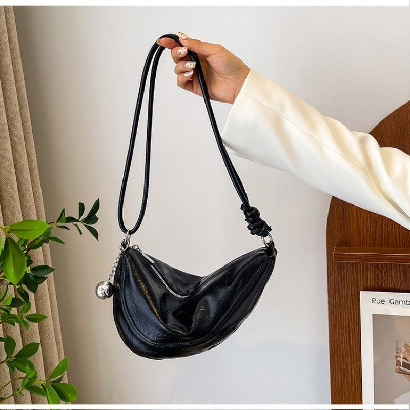 Ielgy Fashionable Trendy Silver Dumpling Bag Korean Version Simple Casual Large-Capacity One-Shoulder Female Bag