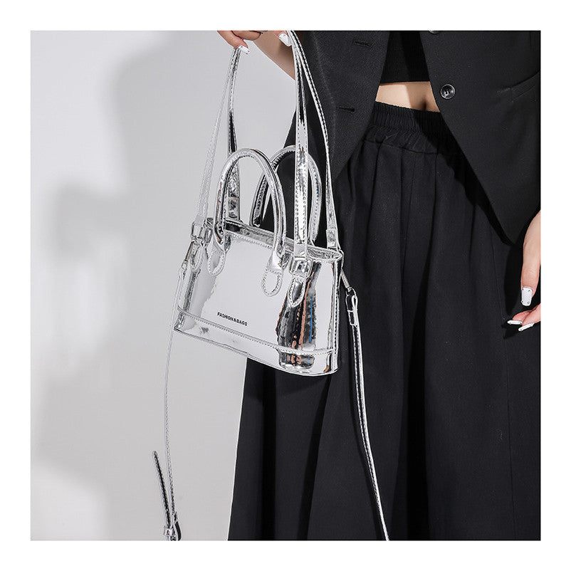 Ielgy Ladies Summer Outing Small Silver Small Bag High-End Feeling Popular Fashion One-Shoulder Messenger Bucket Bag