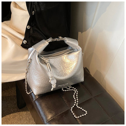 Ielgy Ladies White All-Match Shoulder Messenger Bag Niche Design Chain Small Shoulder Bag