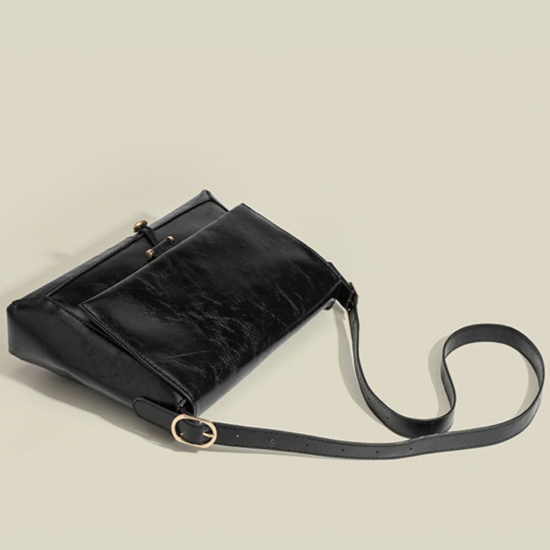 Ielgy Ladies Black Large Capacity Underarm Bag Shoulder Messenger Bag