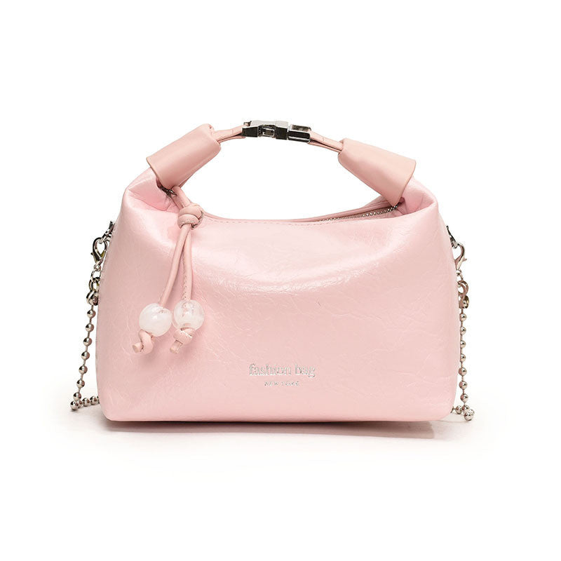 Ielgy Ladies White All-Match Shoulder Messenger Bag Niche Design Chain Small Shoulder Bag