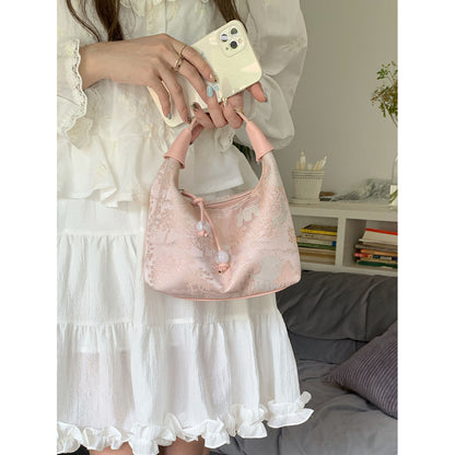 Ielgy Niche Embroidery New Chinese Style Bag Shoulder Crossbody Chinese Style Portable Dumpling Bag Can Be Crossbody