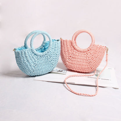 Ielgy Mini Messenger Woven Bag Cute Portable Summer Seaside Vacation Beach Bag