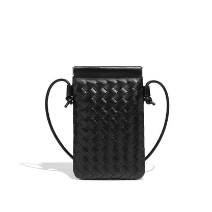 Ielgy Fashion Mini Mobile Phone Bag Hand-Woven Bag Simple Trendy All-Match Retro Small One-Shoulder Messenger Female Bag