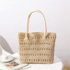 Ielgy Large-Capacity Straw Bag Hollow Classy One-Shoulder Portable Woven Female Bag Vacation Rattan