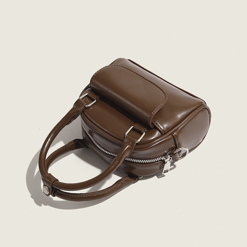 Ielgy Ladies Brown Handbag Commuter Handbag Retro Fashion Cross-body Shell Bag