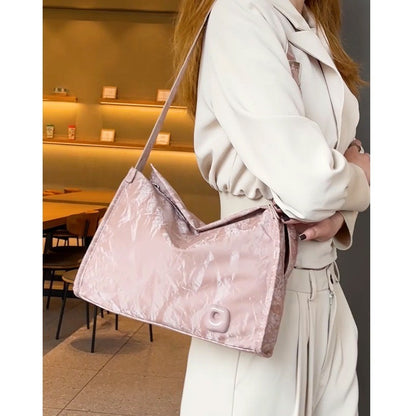 Ielgy Ladies High-Appearance Soft Leather Tote Bag Clutch Pattern Large-Capacity One-Shoulder Minimalist Messenger Bag