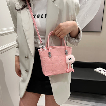 Ielgy Fashion Diamond Bucket Bag All-Match Niche Shoulder Messenger Bag