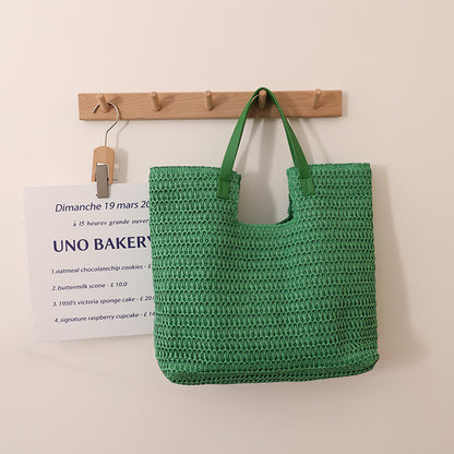 Ielgy Simple Large-Capacity Portable Woven Seaside Vacation Beach Female Bag