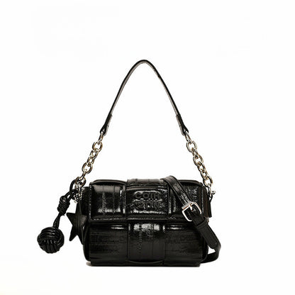 Ielgy All-Match Silver Feel One-Shoulder Messenger Woven Small Square Bag High-End Mobile Phone