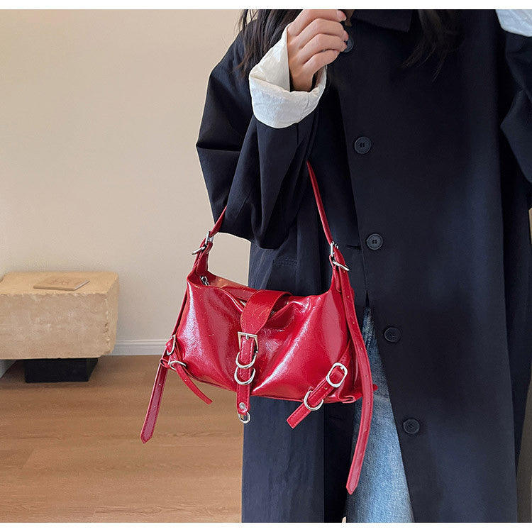 Ielgy Ladies Fashion Texture One-Shoulder Underarm Bag Can Be Cross-Body