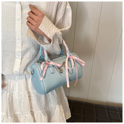 Ielgy Ballet Style Bowknot Portable Boston Bag Fashion One-Shoulder Messenger All-Match Pillow Bag