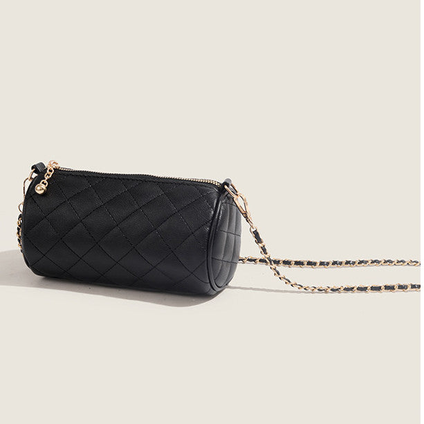 Ielgy Ladies Golden Ball Diamond Chain Pillow Bag All-Match One-Shoulder Cross-Body Cylinder Bag