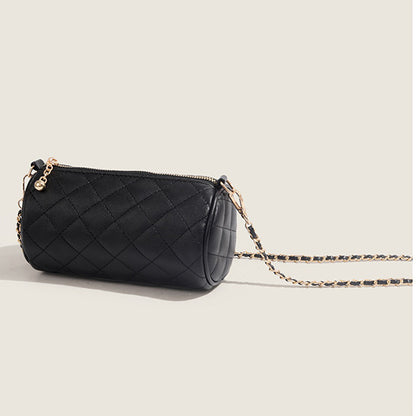 Ielgy Ladies Golden Ball Diamond Chain Pillow Bag All-Match One-Shoulder Cross-Body Cylinder Bag