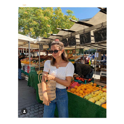 Ielgy Large-Capacity Straw Bag Hollow Classy One-Shoulder Portable Woven Female Bag Vacation Rattan