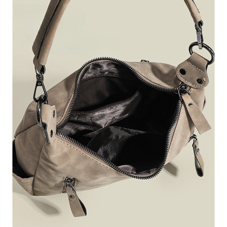 Ielgy Ladies Large-Capacity All-Match Retro Matte Cross-Body Texture One-Shoulder Commuter Tote Bag