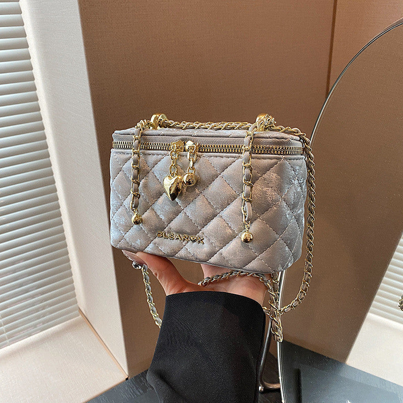 Ielgy High-End Female Bag Fashion Rhombus Chain Texture All-Match One-Shoulder Small Square Bag