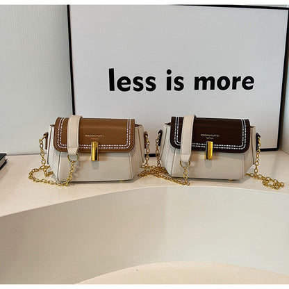 Ielgy Ladies All-Match Chain Simple Retro One-Shoulder Messenger Contrast Color Small Square Bag