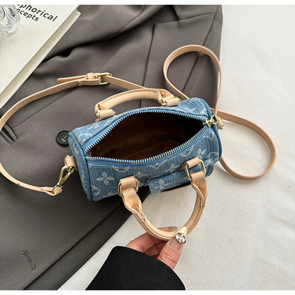 Ielgy Female Pillow Bag Woven Denim Handbag Niche Trendy Retro One-Shoulder Cross-Body