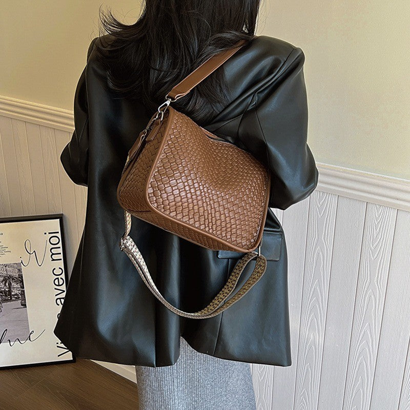 Ielgy Large-Capacity Shoulder Bag Korean Version Trendy Fashion All-Match Casual Commuter Cross-Body Dump