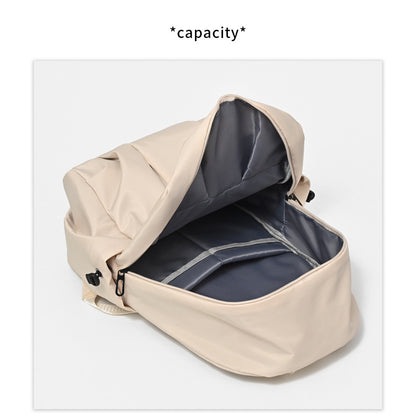 Ielgy Japanese Korean Simple Large-Capacity Solid Color Backpack University School Bag Campus Backpack