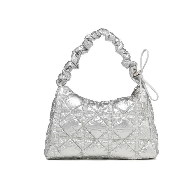 Ielgy Korean Version Stray Cloud Bag Puff Pleated Down Bag Shoulder Messenger Bag Portable Underarm Bag
