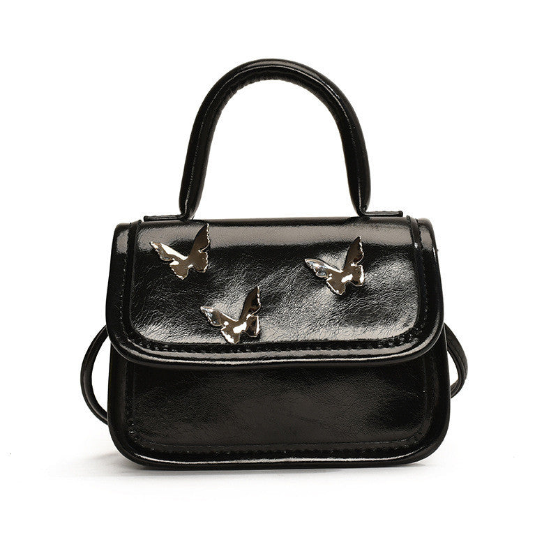 Ielgy Ladies Casual All-Match Silver Butterfly Small Square Bag Portable One-Shoulder Mini Messenger Bag