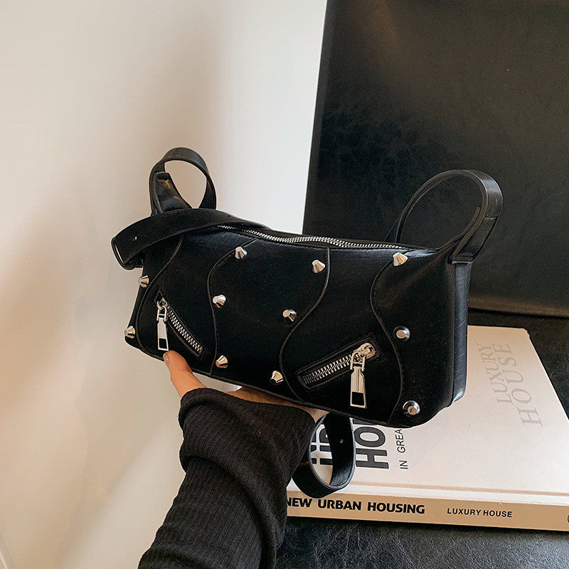 Ielgy Ladies Fashionable Hot Girl Style High-End Simple Shoulder Bag All-Match Silver Cross-Body Bag