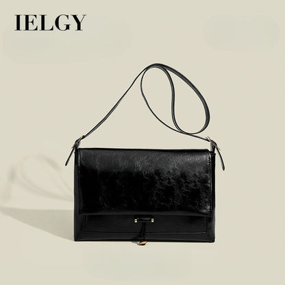 Ielgy Ladies Black Large Capacity Underarm Bag Shoulder Messenger Bag