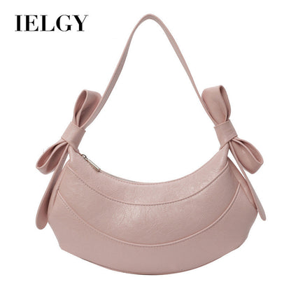 Ielgy Ladies Black All-Match Diagonal High-End Crescent Underarm Bag Niche Design Shoulder Bag