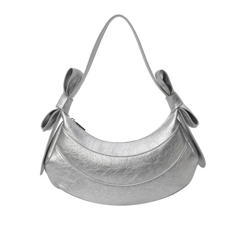 Ielgy Ladies Black All-Match Diagonal High-End Crescent Underarm Bag Niche Design Shoulder Bag