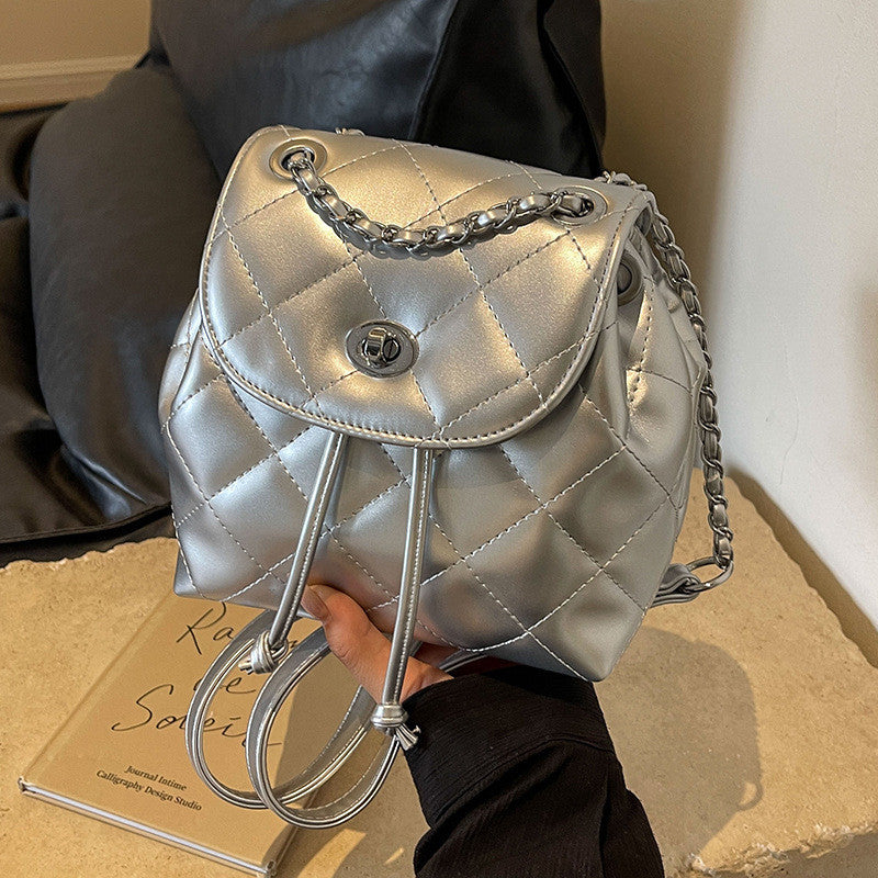Ielgy Ladies All-Match Backpack Diamond Chain Fashion Niche School Bag
