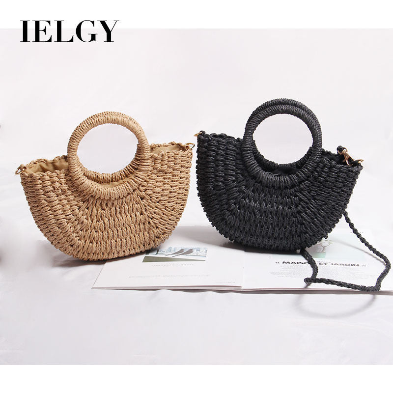 Ielgy Mini Messenger Woven Bag Cute Portable Summer Seaside Vacation Beach Bag