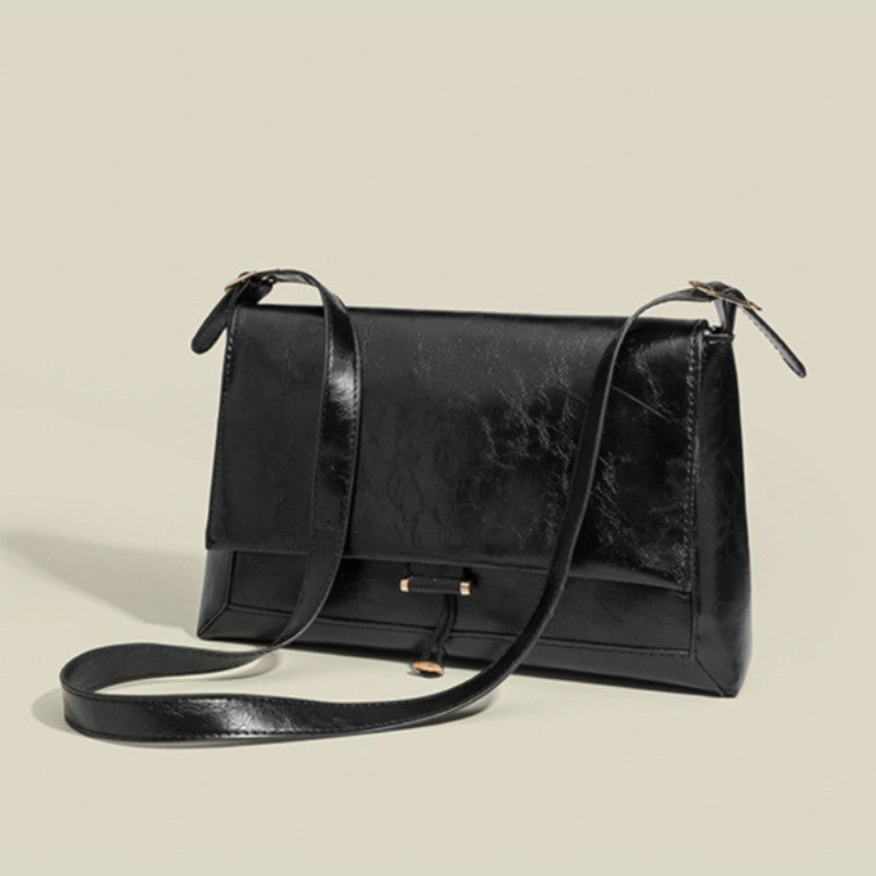 Ielgy Ladies Black Large Capacity Underarm Bag Shoulder Messenger Bag