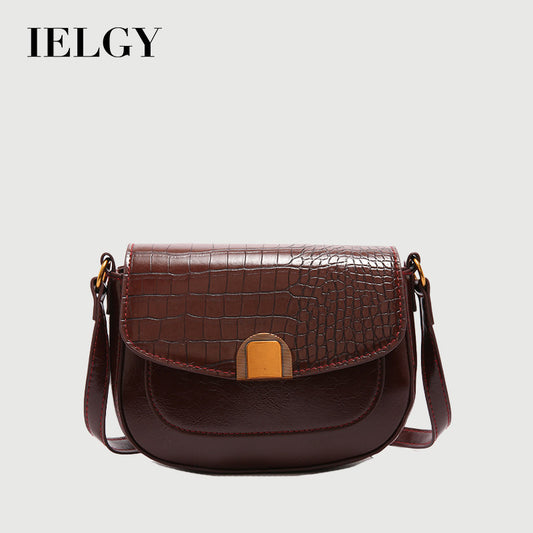 Ielgy French Niche Saddle Bag Autumn Winter One-Shoulder High-End Retro All-Match Fashion Cross-Body Bag