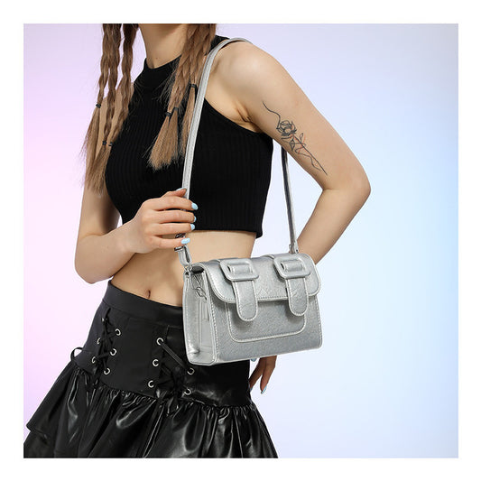 Ielgy All-Match Silver Cambridge Bag Cute Student Messenger Messenger Bag