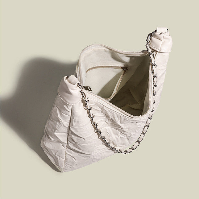 Ielgy Preppy Style Small Fresh Large-Capacity Soft Surface Tote Bag Commuter Shoulder Messenger Chain Bag