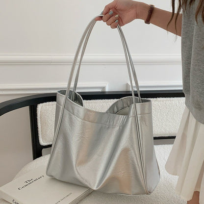 Ielgy Retro Large-Capacity Korean Version All-Match Tote Bag Fashion Lazy Style One-Shoulder Commuter