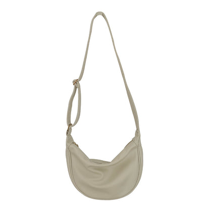 Ielgy Ladies Black PU Soft Leather Dumpling Bag Korean Version Shoulder Niche Crossbody Bag