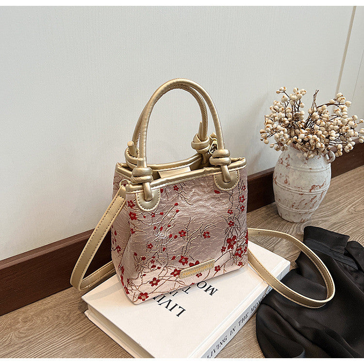 Ielgy New Chinese Style Hand-Carrying Bucket Bag Women's Temperament Hanfu Accessories Messenger Bag Chinese Style Embroidered Shoulder Bag