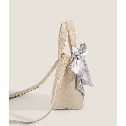 Ielgy Fashion Silk Scarf Portable Bucket Bag Texture All-Match One-Shoulder Cross @-