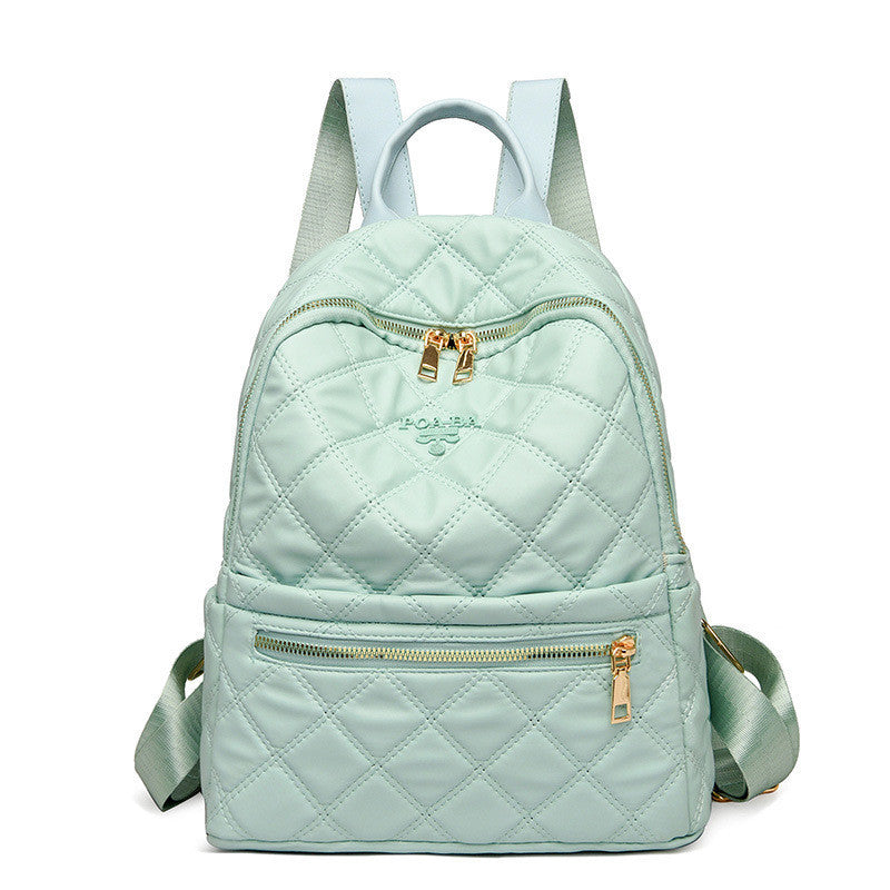 Ielgy Ladies Fashion Rhombus School Bag PU Soft Leather Texture Commuter Simple Leisure Travel Backpack