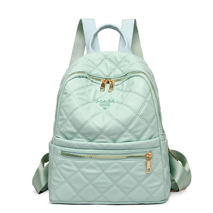 Ielgy Ladies Fashion Rhombus School Bag PU Soft Leather Texture Commuter Simple Leisure Travel Backpack