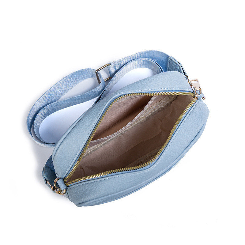 Ielgy Ladies Wide Shoulder Strap Solid Color PU Crossbody Small Square Bag