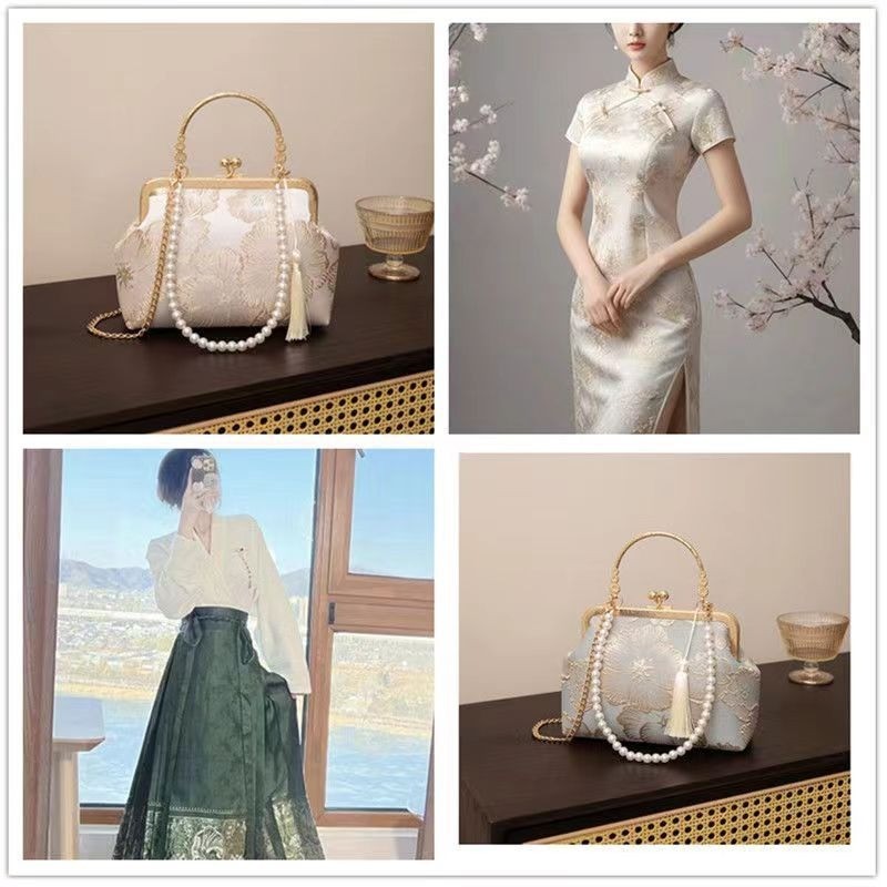 Ielgy Ladies New Chinese Style Chinese Style Rich Flower Pattern Elegant Temperament Handbag