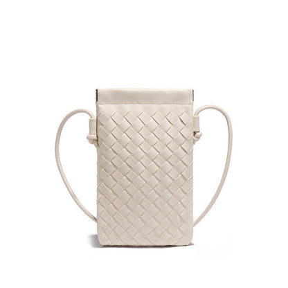Ielgy Fashion Mini Mobile Phone Bag Hand-Woven Bag Simple Trendy All-Match Retro Small One-Shoulder Messenger Female Bag